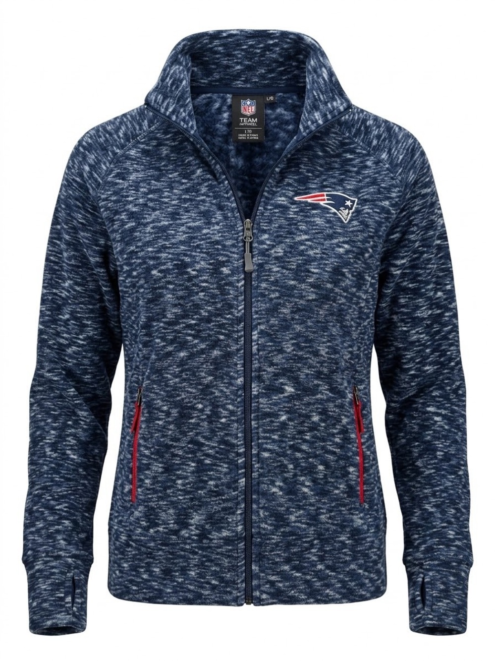 NFL Team Apparel New England Patriots Women's Plush Fleece Full-Zip Hoodie L